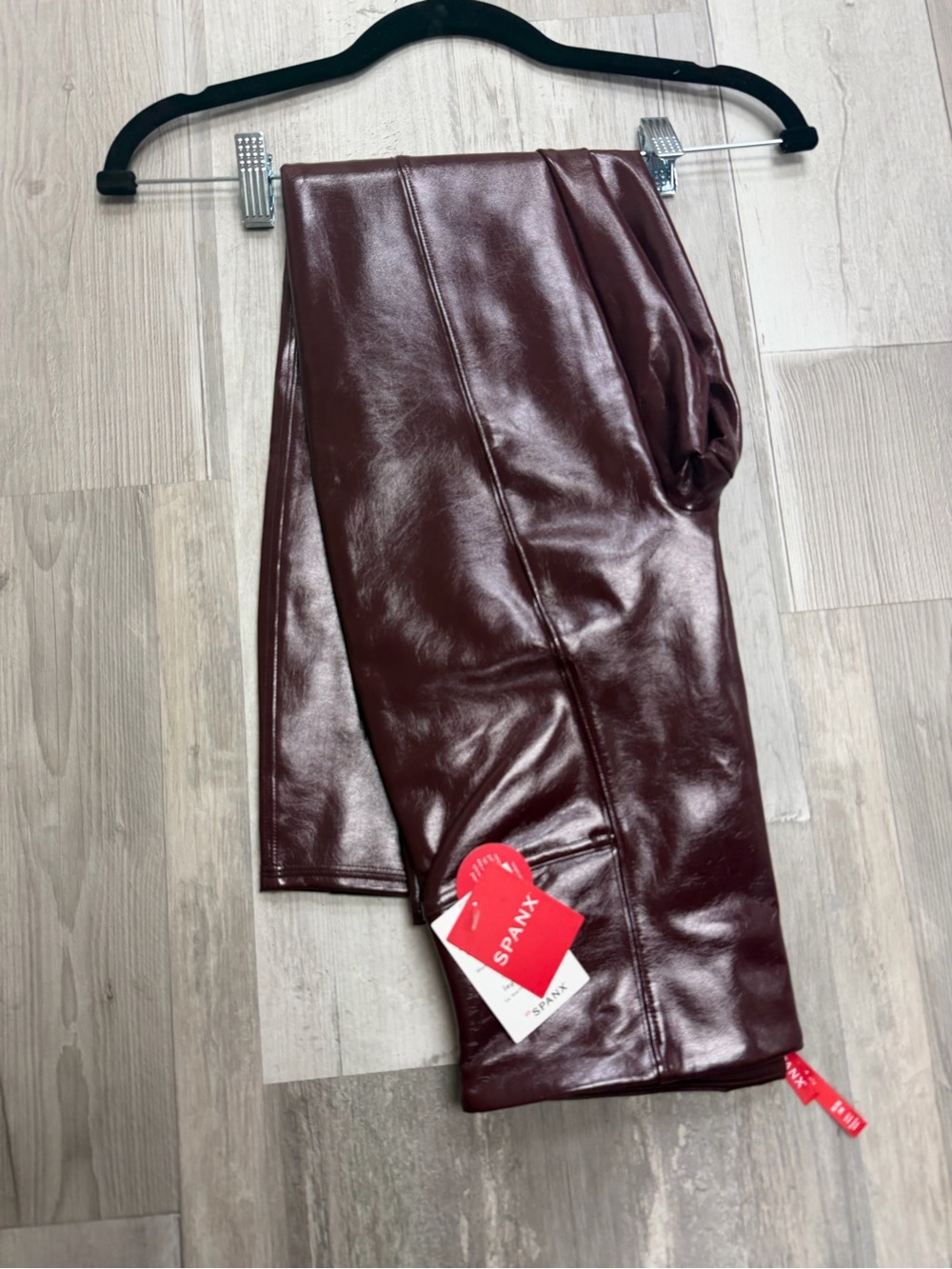 Spanx Faux Leather Pants in Burgundy
